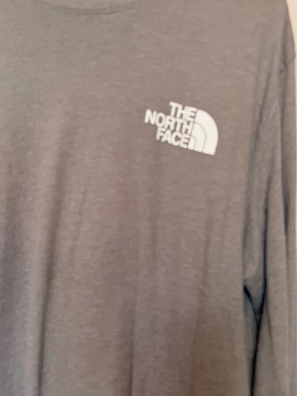 The North Face Long Sleeve Crew Tee - Gray with White Logo